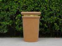 We've designed model of Stone Composite Trash Can Site Amenities that has a brass ring imbedded