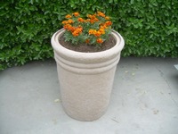 Stone Composite Trash Can Site Amenity with tray used a flower base